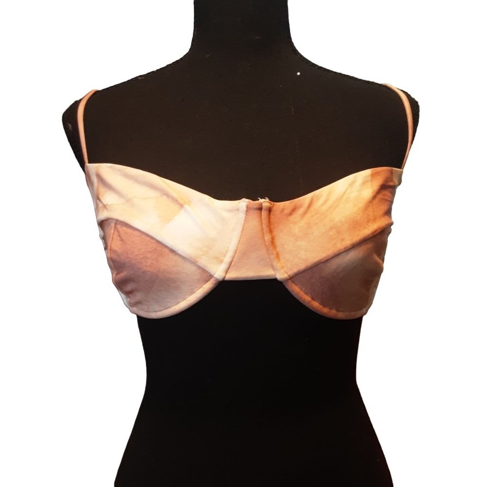 Haight Vintage Top Watercolor Print Bikini Swim Top Size XL
